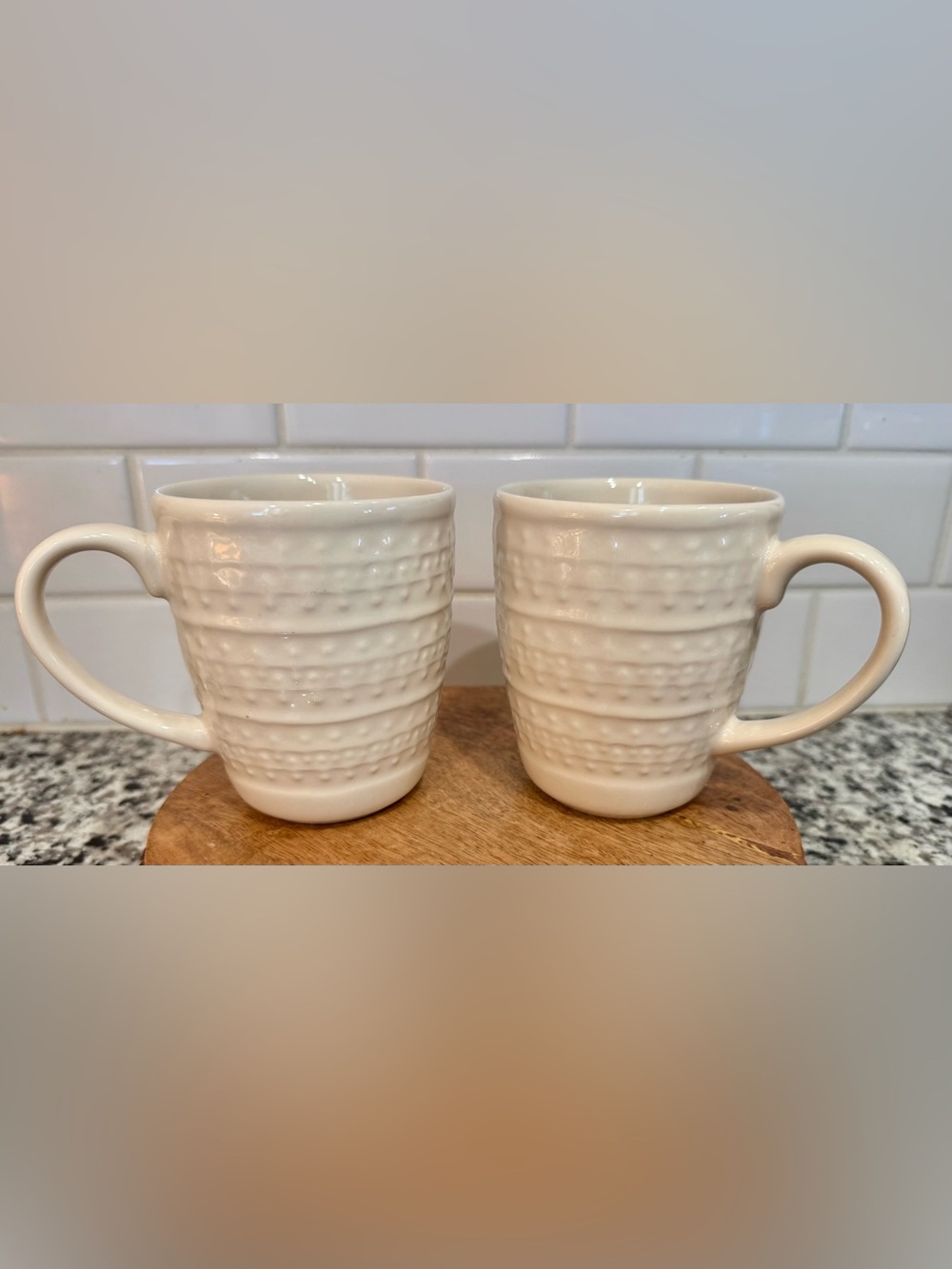 Threshold Fairlee Textured Cream Stoneware 16 oz. Mug Set Made in Portugal
